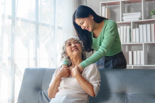 daughter with mom who is elderly